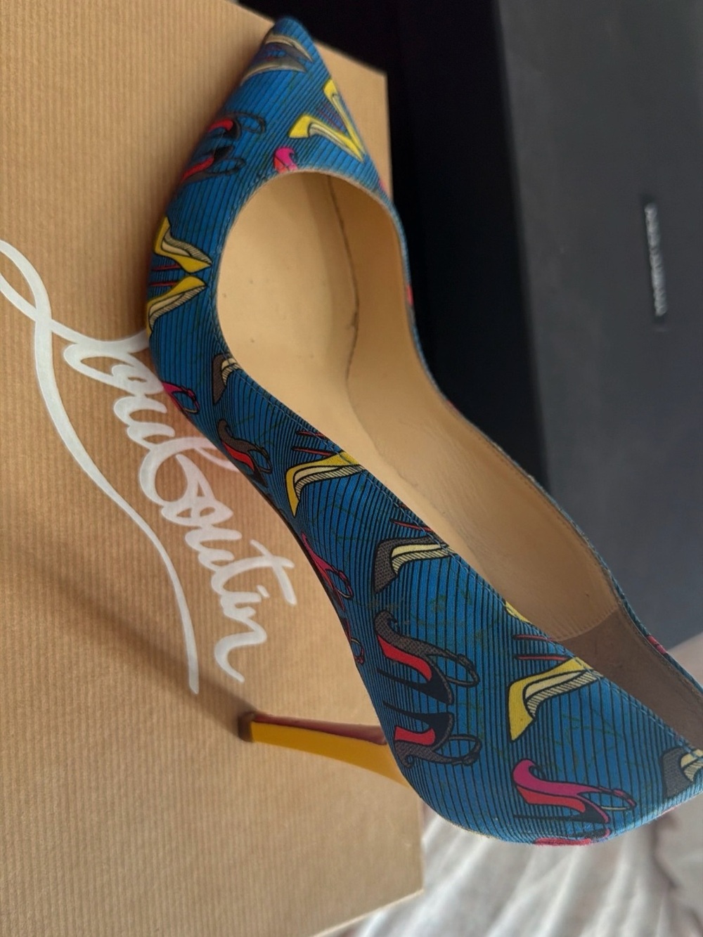 Christian Louboutin Blue Multi-Print Pointed Toe Pump